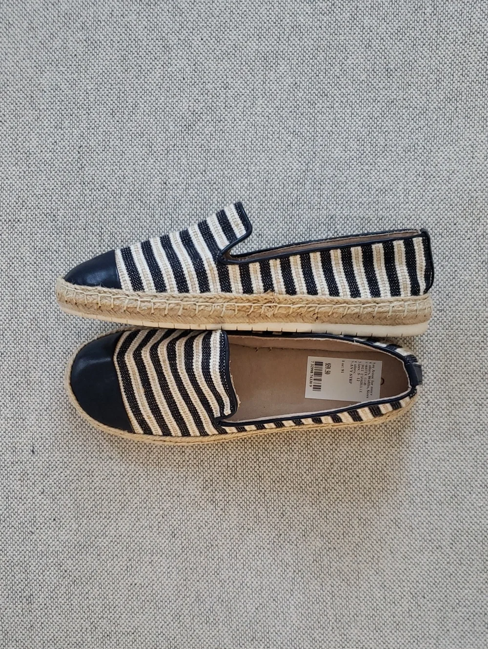 Charter Club Navy and White Striped Espadrille Slip-On Shoes